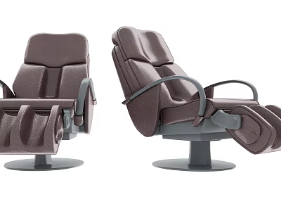 Brown Leather Massage Chair With Ergonomic Design Adjustable Recline And Swivel Base 3d model