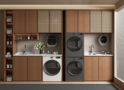 Modern Balcony Washing Machine Cabinet Balcony Cabinet Laundry Room Washing Machine 3d model