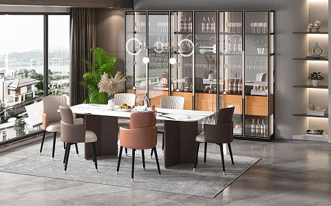 Light Luxury Restaurant Home Restaurant 3d model