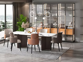 Light Luxury Restaurant Home Restaurant 3d model