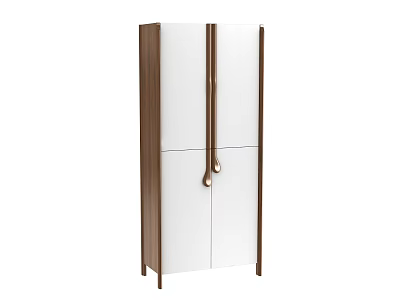 Modern Sleek Wardrobe Design With White And Brown Panel Doors And Minimalist Metal Handles 3d model