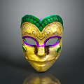 Gold Green Purple Decorative Mask With Intricate Patterns For Costume Accessory