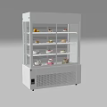 White Commercial Display Refrigerator With Glass Door And Multiple Shelves For Cakes Fruits