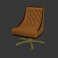 Orange Office Chair with Diamond Tufted Back Wooden Armrests and Swivel Base