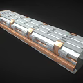 Futuristic Corridor Design With Metallic Structures Bright Ceiling Lights And Industrial Pipes