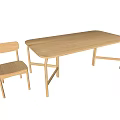 Light Wooden Modern Dining Table Set With Four Simple Chairs For Home 3d model