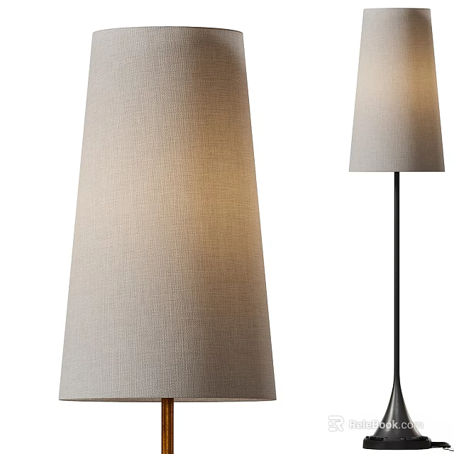 Modern Minimalist Floor Lamp With Linen Shade And Metal Stand Design 3d model 
