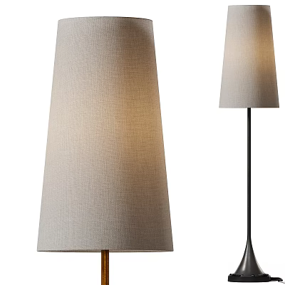 Modern Minimalist Floor Lamp With Linen Shade And Metal Stand Design 3d model