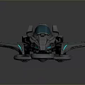 Futuristic Metallic Spacecraft With Blue Glowing Lines And Sleek Aerospace Design