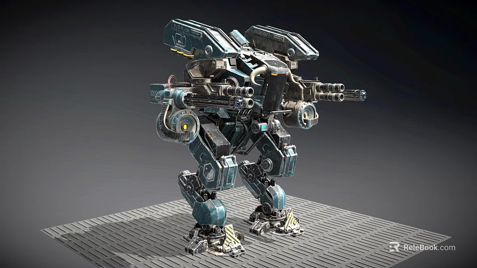 Futuristic Battle Robot With Mechanical Armor And Advanced Weapons System 3d model 