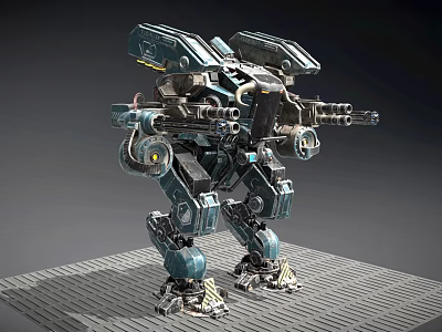Futuristic Battle Robot With Mechanical Armor And Advanced Weapons System 3d model