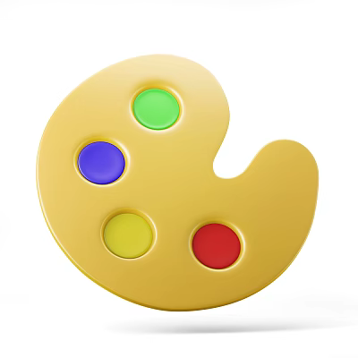Yellow Art Supplies Palette With Green Purple Yellow Red Paint Wells 3d model