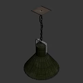 Green Metal Conical Pendant Light With Square Canopy And Chain Hanging