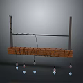 Modern Wooden Beam With Metal Frame Wall Mounted Hanging Furniture And Light Bulb Decorations
