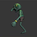 Green Goblin Game and Movie Character With Long Nose Pointed Ears Brown Shorts Yellow Bracelets