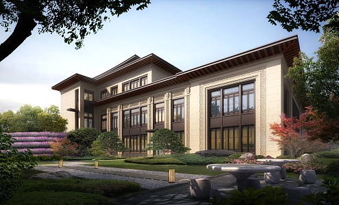 New Chinese Sales Office Building Sales Office 3d model