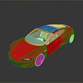 Pink Convertible Sports Car Featuring Transparent Roof Sleek Body Black Wheels And Dark Background Reflection
