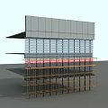 Contemporary Building Facade Featuring Glass Curtain Wall And Horizontal Metal Frames