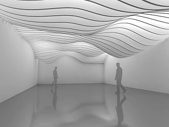 Modern ceiling wave water pattern grille shape ceiling exhibition hall 3d model