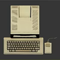 Vintage Computer System With CRT Monitor Keyboard Floppy Drive And Mouse