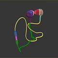 Blue And Pink In Ear Headphones With Cable And Control Module Electronic Device