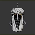 Mythical Character Headdress With White Turban Golden Band And Feathered Wings