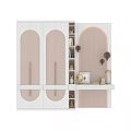 Light Pink Modern Two Door Wardrobe Design With Striped Wall And Decorative Items