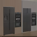 Modern Kitchen Built in Refrigerators and Freezers with Light Wood Cabinets Design