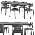 Modern Minimalist Black Dining Table And Chairs With Wooden Top And Metal Legs For Home Dining Room