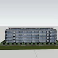 Modern Multistorey Townhouse Exterior Design With Green Lawn And People Activities