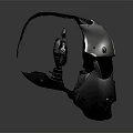 Futuristic Mechanical Helmet Design With Metallic Surface And Antenna Like Parts