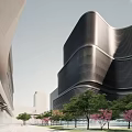 Modern Office Building With Green Roof Landscaped Plaza And Glass Exterior