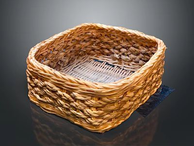 Durable Natural Woven Square Storage Basket For Home Decor And Organization 3d model
