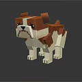 Pixelated Orange And White Bulldog Standing Pose 3D Digital Art Model Design