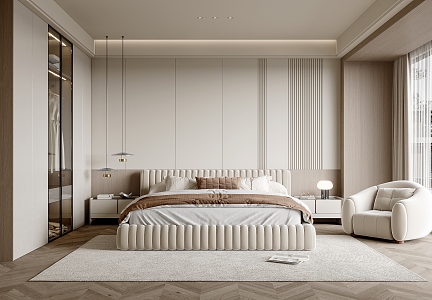 Modern Bedroom Cream Bedroom 3d model