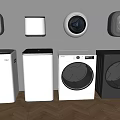 Various Modern Washing Machines Display With Front Load Design And Color Options 3d model
