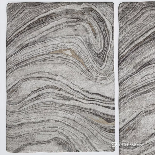 Modern Square Rug With Wavy Gray Black Abstract Textured Design For Home Decor 3d model 