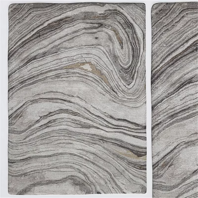Modern Square Rug With Wavy Gray Black Abstract Textured Design For Home Decor 3d model