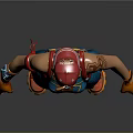 Action Game Movie Character With Red Hair Blue Jumpsuit Tattoos Orange Gloves Red Boots