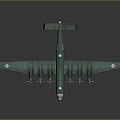 Green Airplane Model With Four Propellers Long Wings And Fuselage Marking