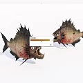 Fierce Reptile With Sharp Teeth Spiked Dorsal Fin And Dark Red Spots Opening Mouth