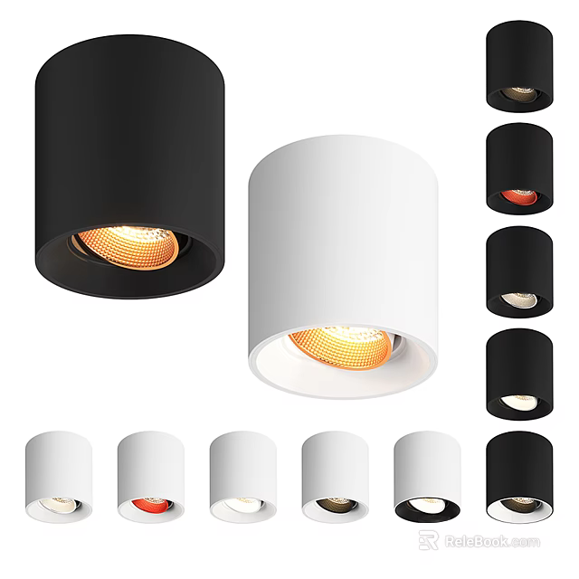 Modern Black And White Downlights Spotlights With Sleek Design And Warm Lighting 3d model 