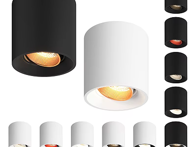 Modern Black And White Downlights Spotlights With Sleek Design And Warm Lighting 3d model