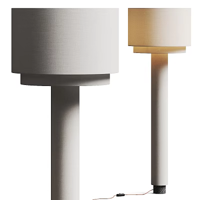 Modern Floor Lamp Design With Fabric Shade And Neutral Color Finish 3d model