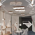 Modern Exhibition Booth Design For ROMNEY With White Red Curved Structure And Reception Desk