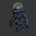3D Cartoon Astronaut Character Wearing Blue Spacesuit With Helmet And Wrench