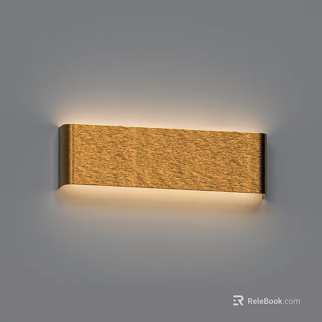 Golden Textured Rectangular Wall Mounted Lamp With Modern Style And Soft Light 3d model