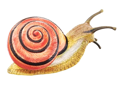Reptile Snail With Vibrant Red Black Spiral Shell And Yellow Body 3d model