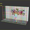 Human Figure With Blue Headgear Interacting With Colorful Biological Patterns On Wall Grid Framework
