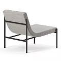 Modern Gray Fabric Armchair with Black Metal Legs and Sleek Design